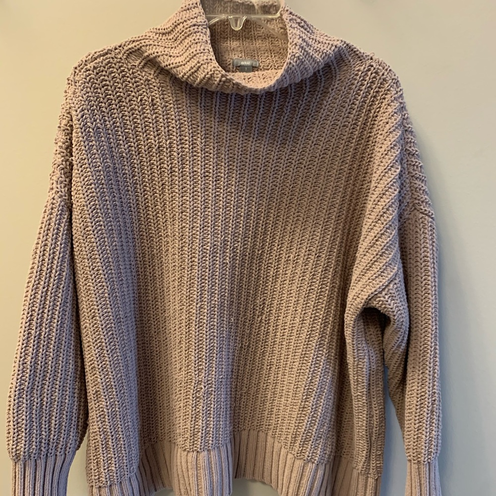AERIE Mauve Mock Neck Sweater, Size S